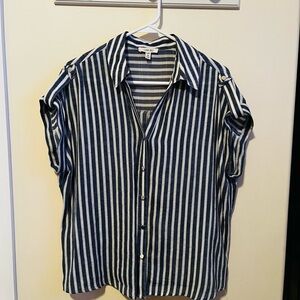Goodfellow & Co Striped Button-Down Shirt in Blue and White